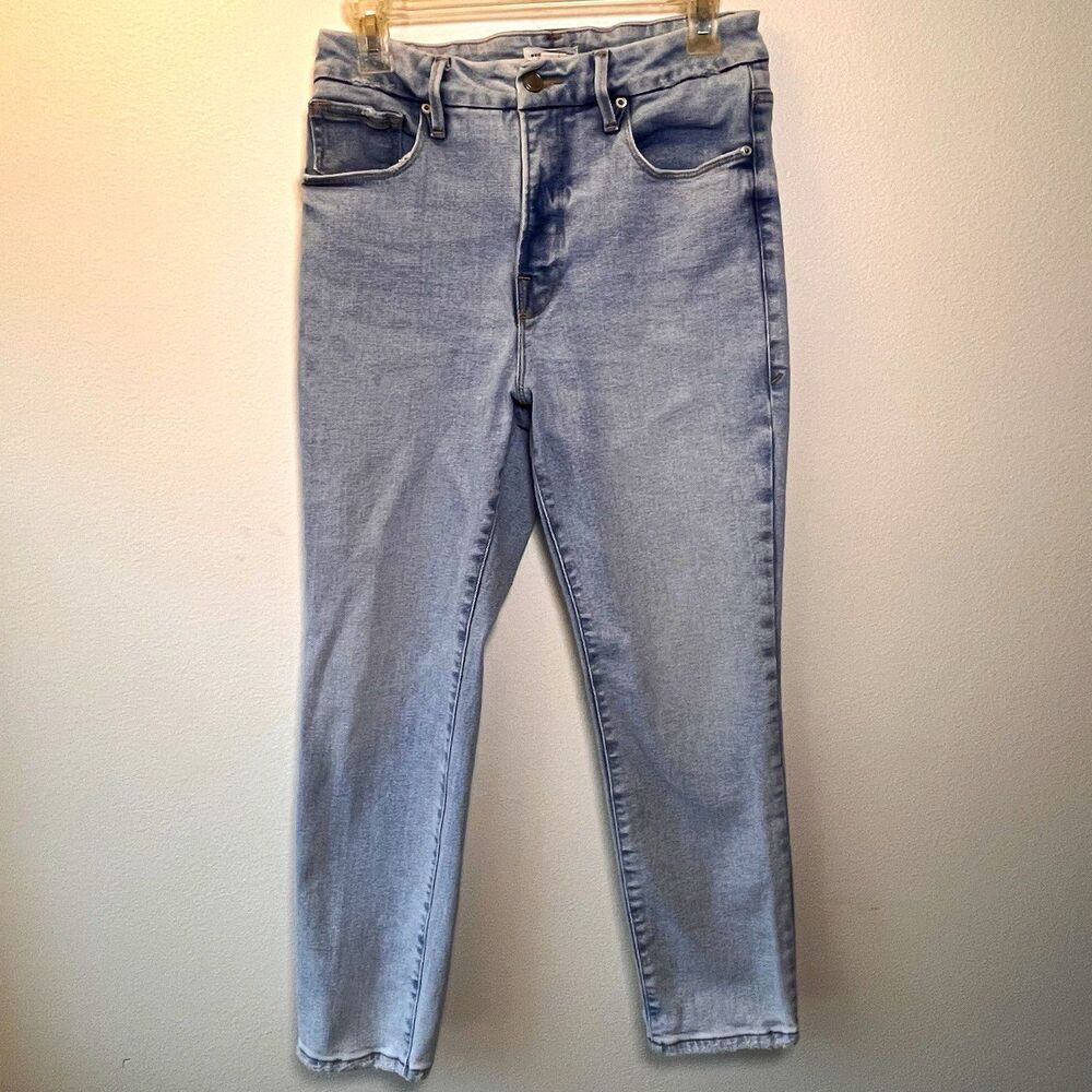 Good American Women's Light Wash Blue Denim Skinny Slim Fit High Rise Jeans